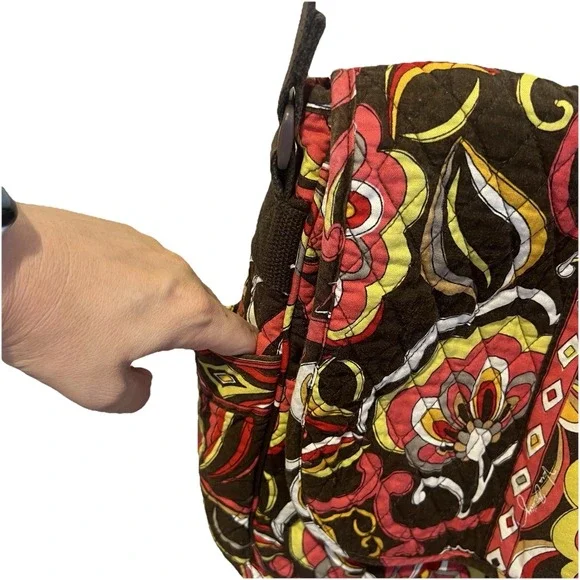 Messenger Bag in‎ Brown Fall Paisley Vera Bradley Zipper Pockets Crossbody - Picture 7 of 11